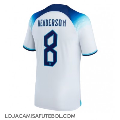 Camisa de Futebol Inglaterra Jordan Henderson #8 Equipamento Principal Mundo 2022 Manga Curta